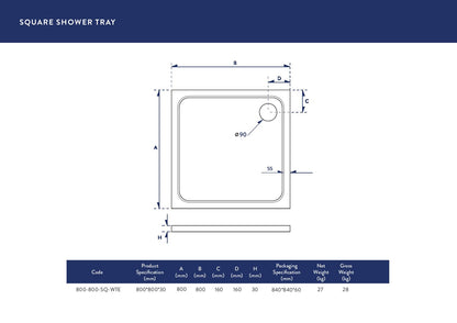 Scudo Square 30mm Shower Trays