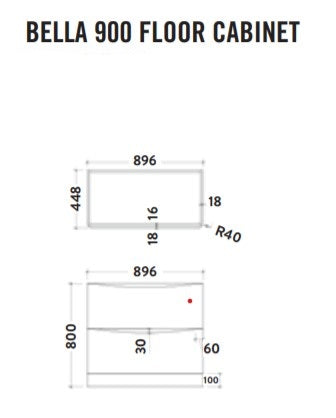 Bella Matt Grey Floor Standing Vanity units for Counter Top Basin (3 Sizes)