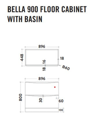 Bella Floor Standing Vanity units with Basin - Indigo Blue (3 Sizes)