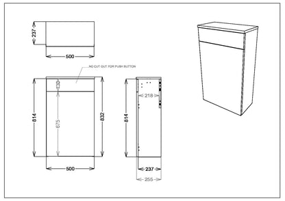 Aubrey Floor standing 500mm Back to Wall WC Unit - Dust Grey