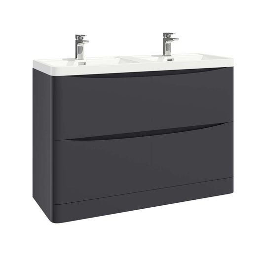 Bella Floor Standing 1200 Vanity units with Double Basin - Matt Grey