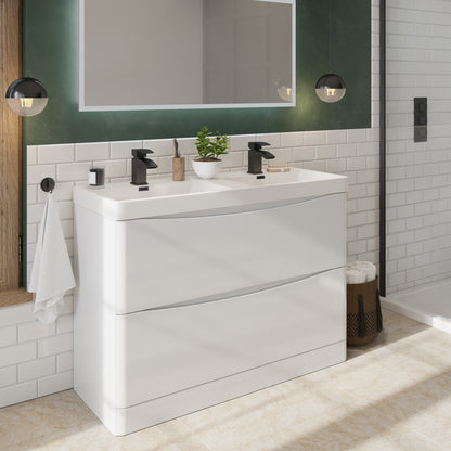 Bella Floor Standing 1200 Vanity units with Double Basin - High Gloss White