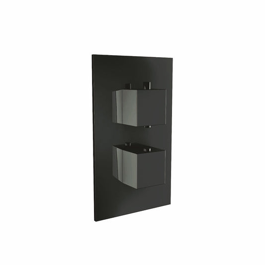 Scudo Twin Square Concealed Valve with Plate- 1 outlet - Black