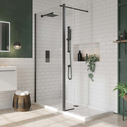 Scudo S8 - Hinged Wetroom Flipper Panel - Black Profile