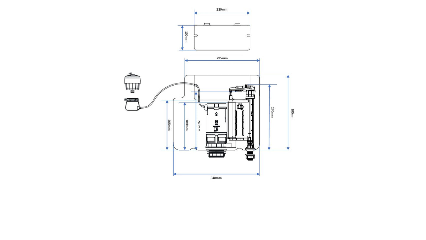 Scudo Concealed Furniture Cistern (bottom inlet)with Chrome Round Flush Button