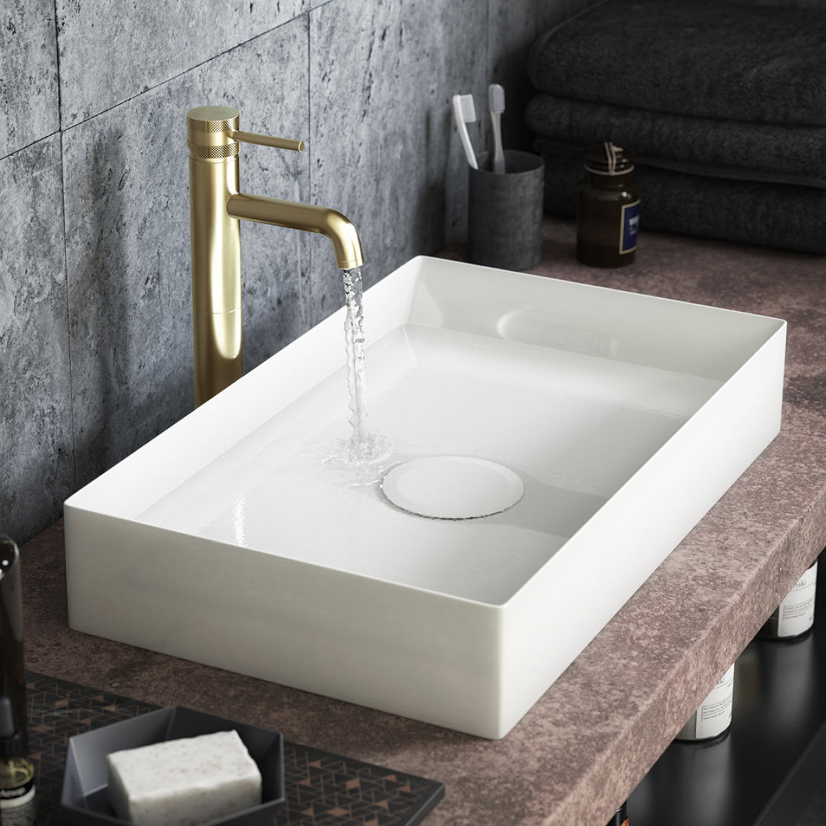 Scudo Large Stance Matt White Counter Top Basin