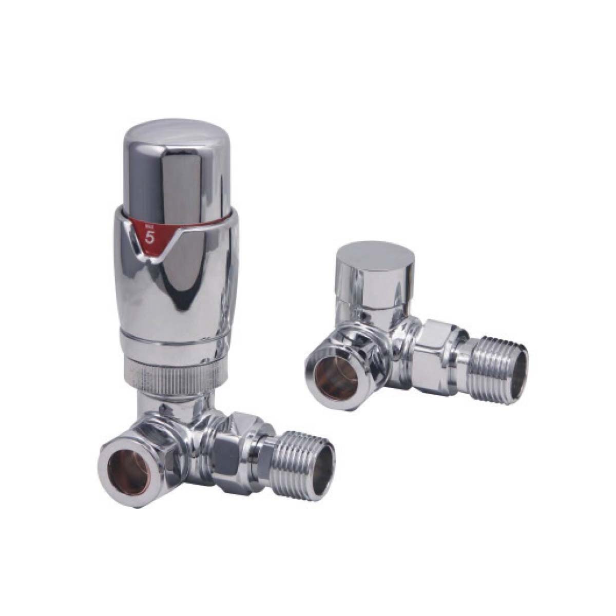 Scudo Chrome Designer Thermostatic Corner Radiator Valves