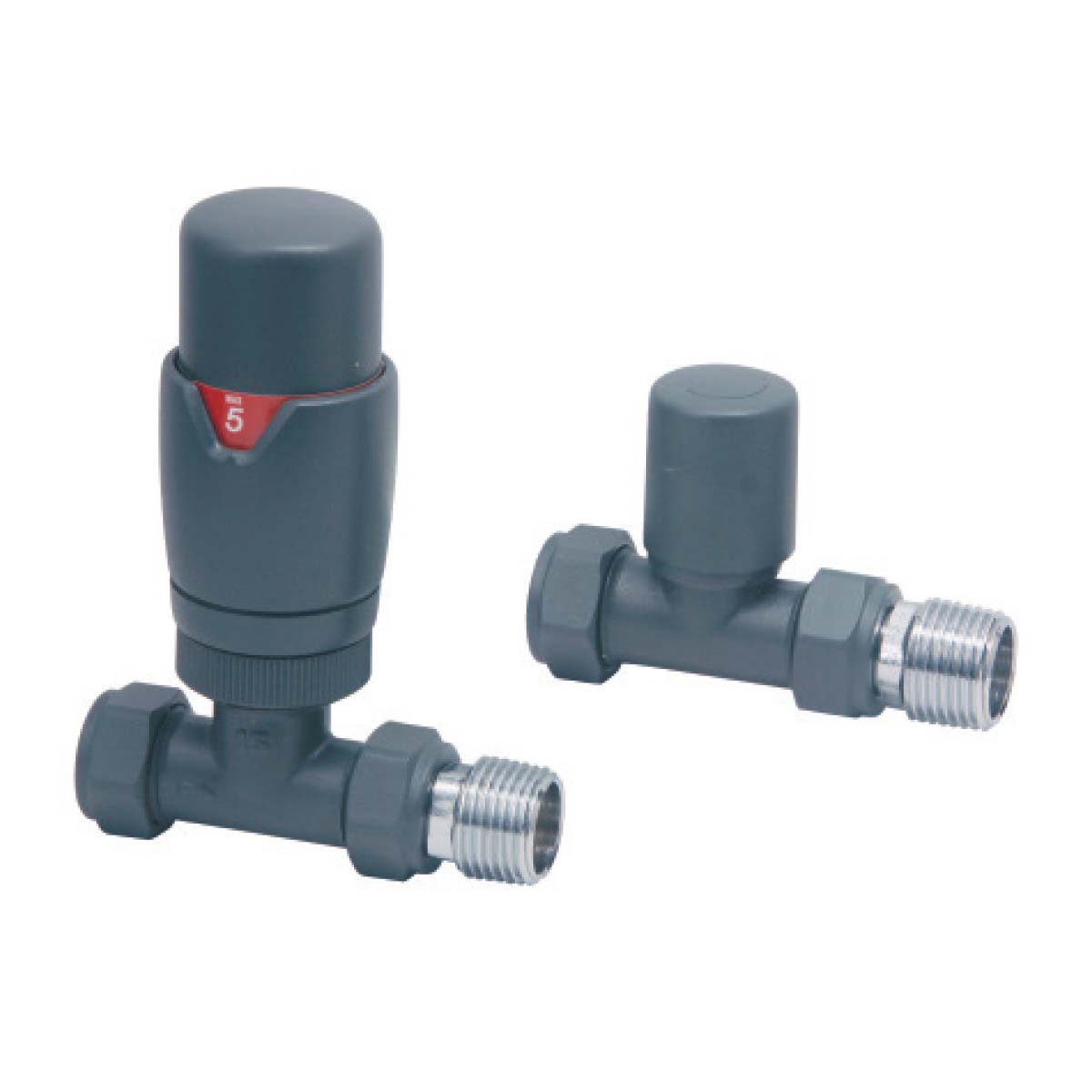 Scudo Anthracite Designer Thermostatic Straight Radiator Valves