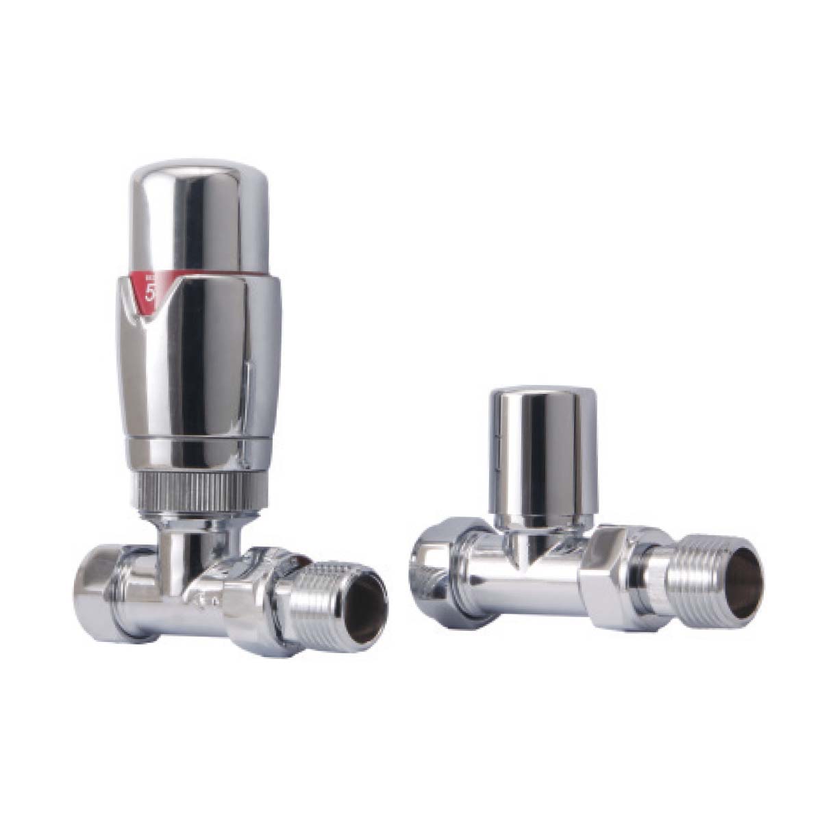 Scudo Chrome Designer Thermostatic Straight Radiator Valves