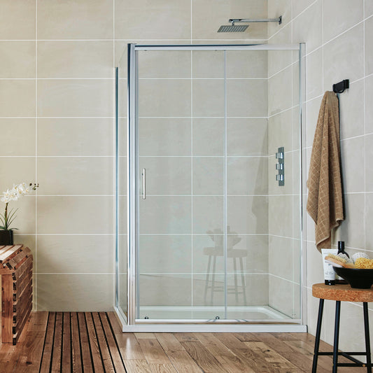 Scudo Chrome S6 Sliding Door (Combine with Side Panel to make Shower Enclosure) - 6mm Glass