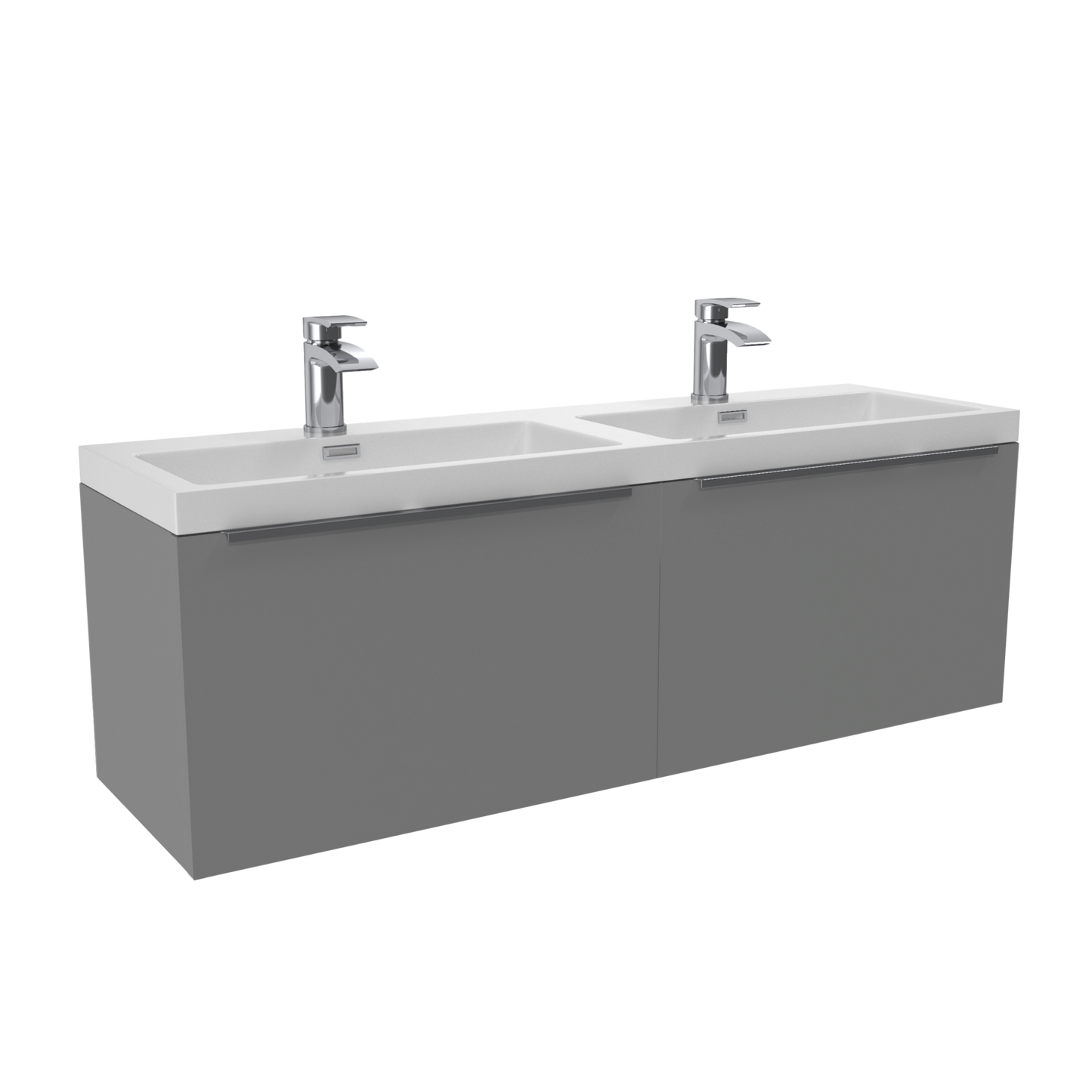 Muro 1200mm wide Vanity with double Basin - Dust Grey with Chrome Handles