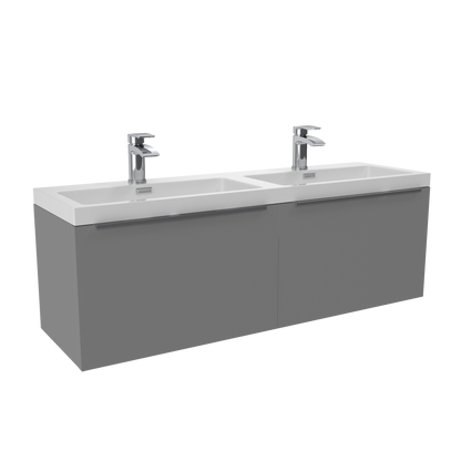 Muro 1200mm wide Vanity with double Basin - Dust Grey with Chrome Handles