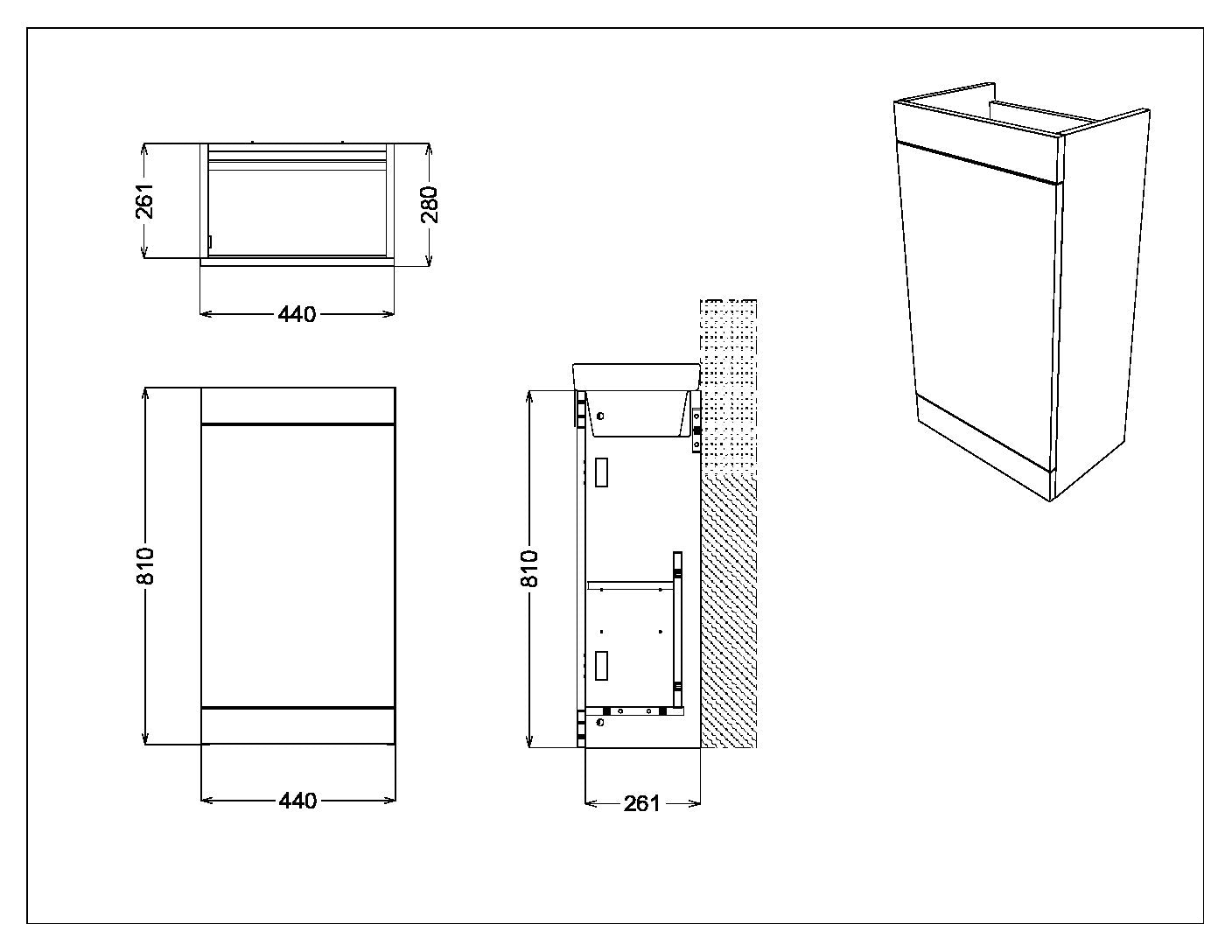 Scudo Esme 450mm wide slim Cloakroom Vanity with Basin - Gloss White