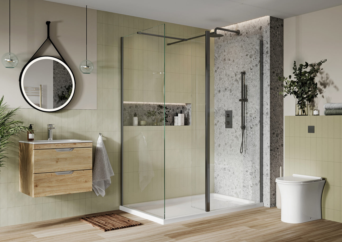 Scudo S8 - Hinged Wetroom Flipper Panel - Gunmetal Profile