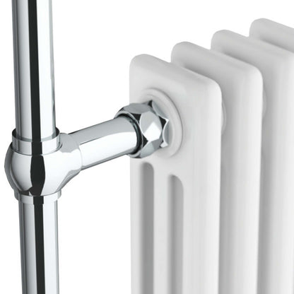 Scudo Harrogate  Chrome & White Traditional 4 Column Towel Warmer