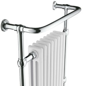 Scudo Harrogate  Chrome & White Traditional 8 Column Towel Warmer