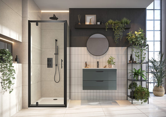 Scudo Black S6 Pivot Door (Combine with Side Panel to make Shower Enclosure) - 6mm Glass