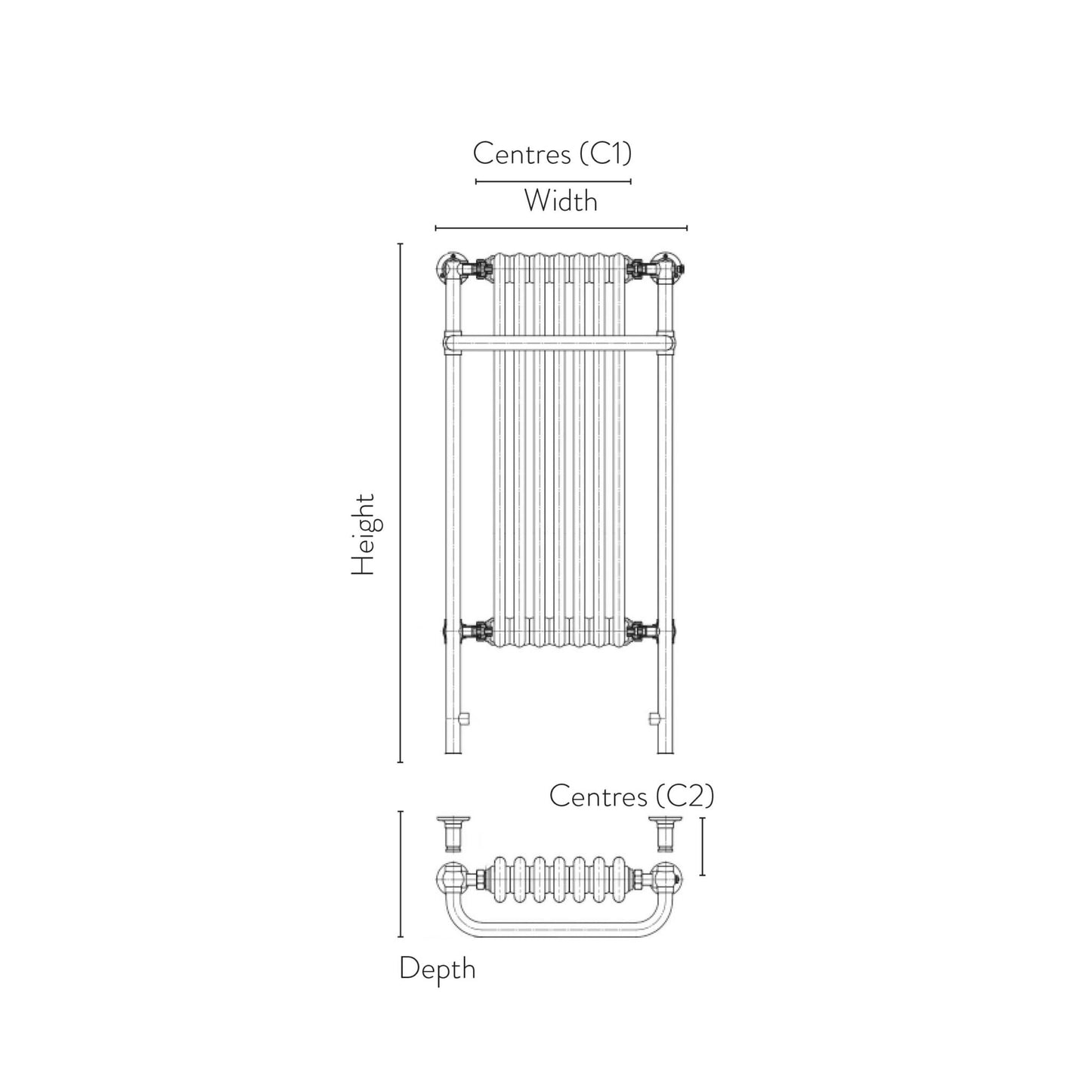 Scudo Huby  Chrome & White Traditional 8 Column Towel Warmer