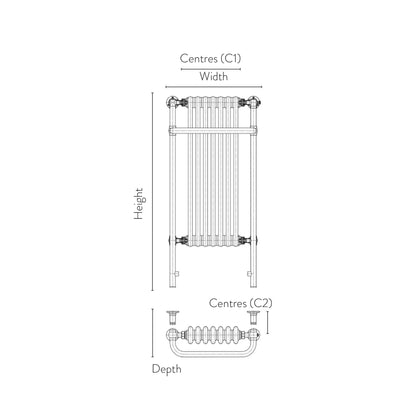 Scudo Huby  Chrome & White Traditional 8 Column Towel Warmer