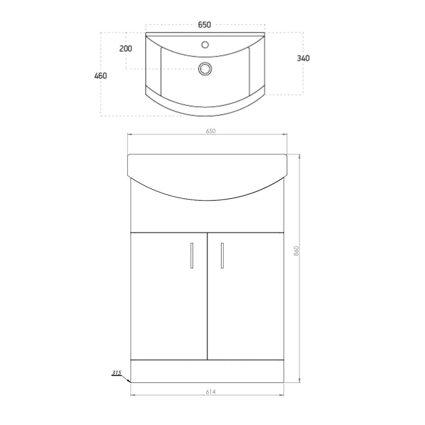 Scudo Lanza 650mm wide Vanity with Basin - Polar White