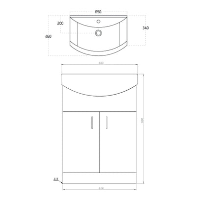 Scudo Lanza 650mm wide Vanity with Basin - Polar White