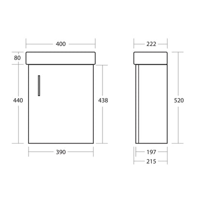 Scudo Lanza 400mm wide slim Wall Vanity with Basin -White