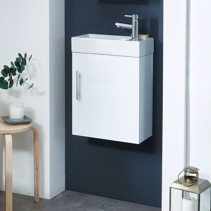 Scudo Lanza 400mm wide slim Wall Vanity with Basin -White