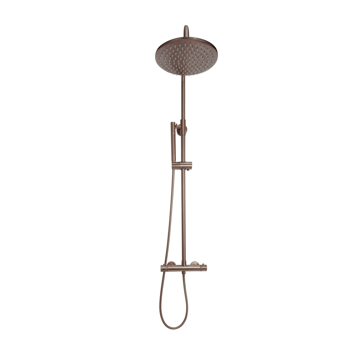 Scudo Core Round Brushed Bronze Thermostatic Shower with Rigid  Riser and hand shower