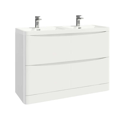 Bella Floor Standing 1200 Vanity units with Double Basin - High Gloss White