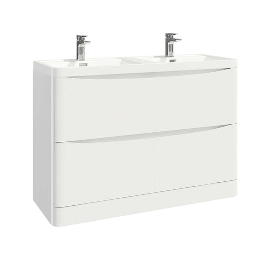 Bella Floor Standing 1200 Vanity units with Double Basin - High Gloss White