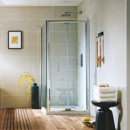 Scudo Chrome S6 BiFold Door (Combine with Side Panel to make Shower Enclosure) - 6mm Glass