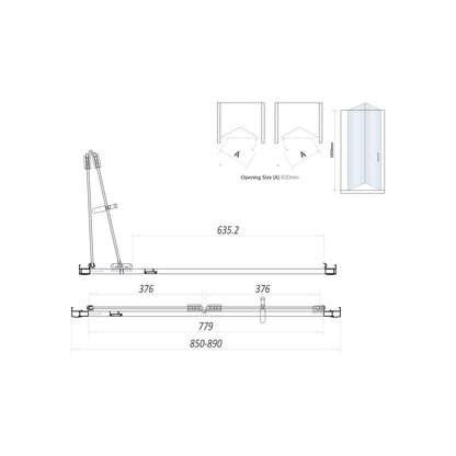 Scudo Chrome S6 BiFold Door (Combine with Side Panel to make Shower Enclosure) - 6mm Glass