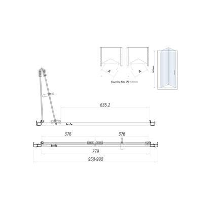 Scudo Chrome S6 BiFold Door (Combine with Side Panel to make Shower Enclosure) - 6mm Glass