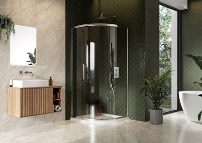 Scudo Luxury Chrome S8 Single Door Equal Quadrant Shower Enclosures - 8mm Glass