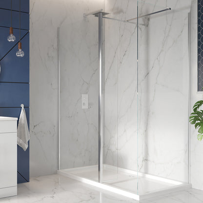 Scudo S8 - Hinged Wetroom Flipper Panel - Chrome Profile