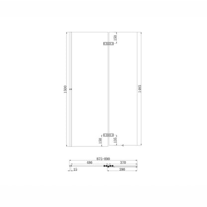 Scudo Black Square 1500 x 900mm Bath Screen 6mm Glass