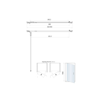 Scudo Luxury S8 Hinged Door (Combine with Side Panel to make Shower Enclosure) - 8mm Glass