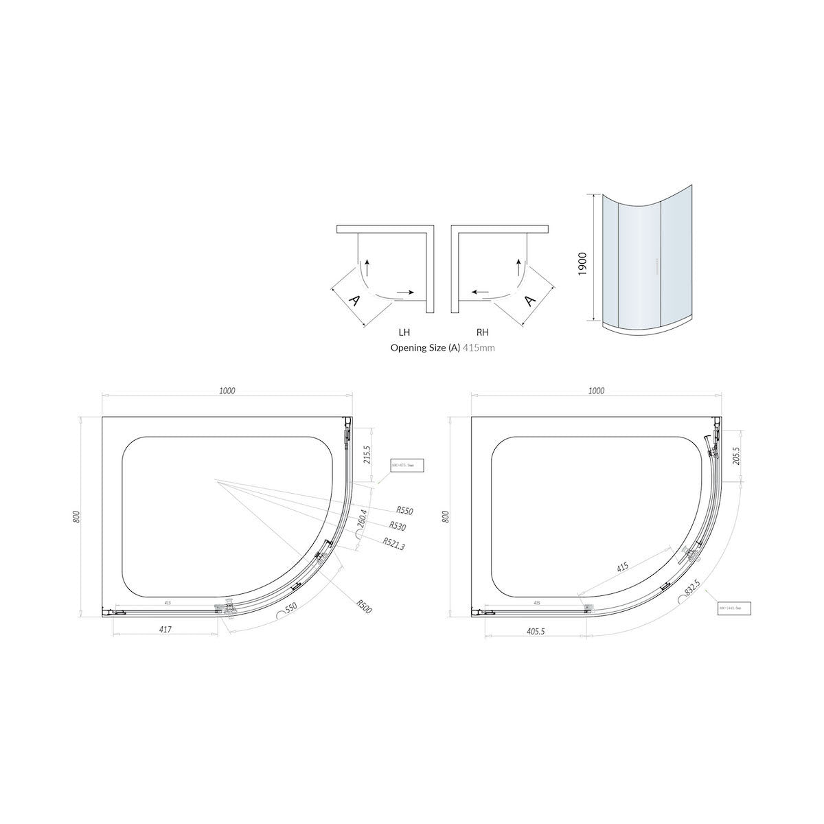 Scudo Luxury Chrome S8 Single Door Offset Quadrant Shower Enclosures - 8mm Glass