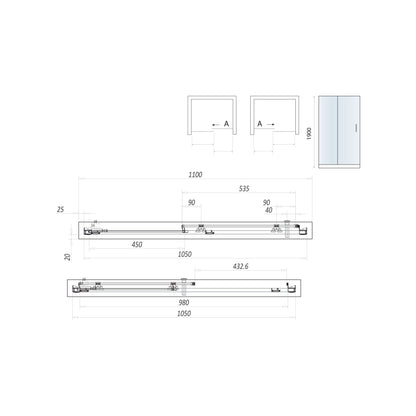 Scudo Luxury S8 Sliding Door (Combine with Side Panel to make Shower Enclosure) - 8mm Glass