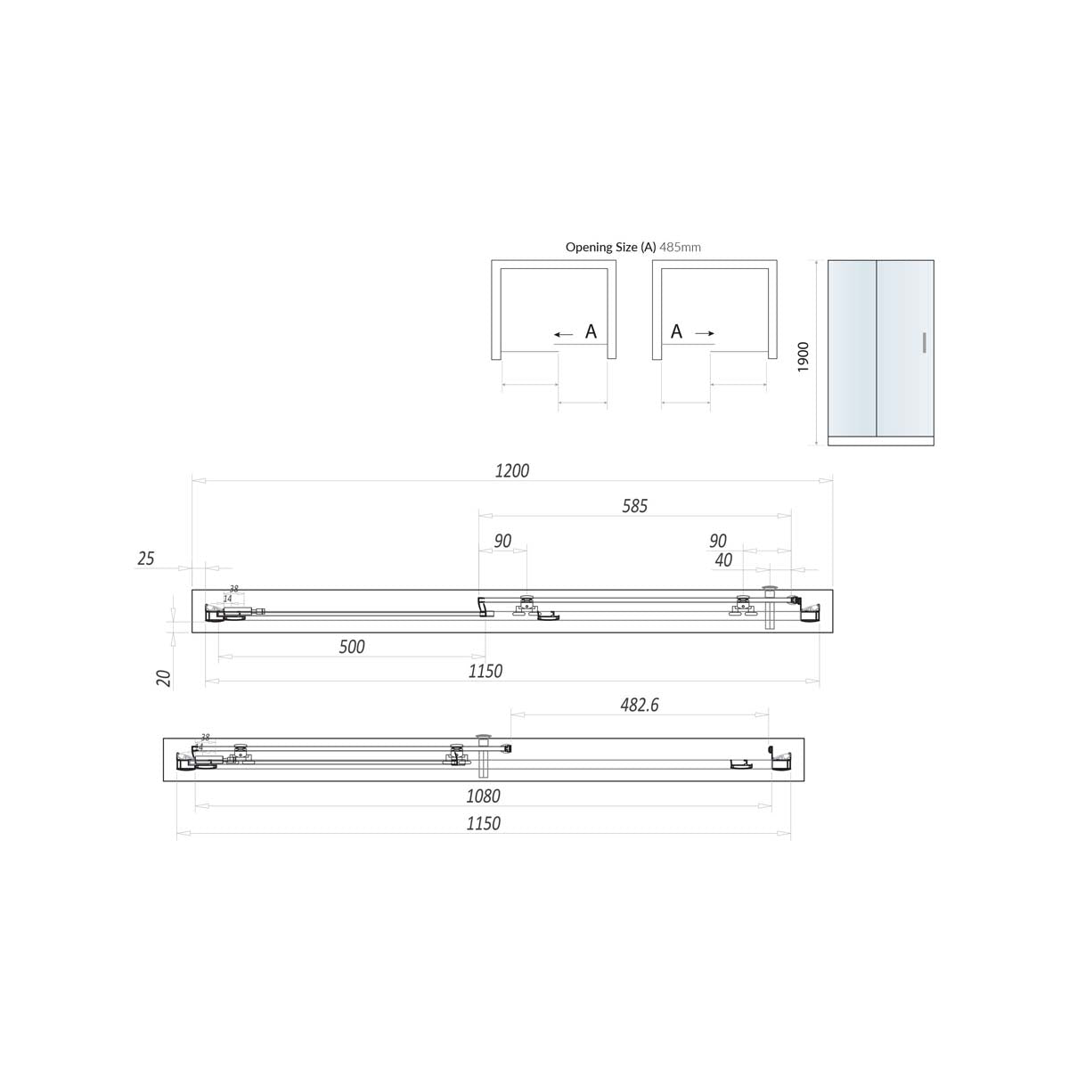 Scudo Luxury S8 Sliding Door (Combine with Side Panel to make Shower Enclosure) - 8mm Glass