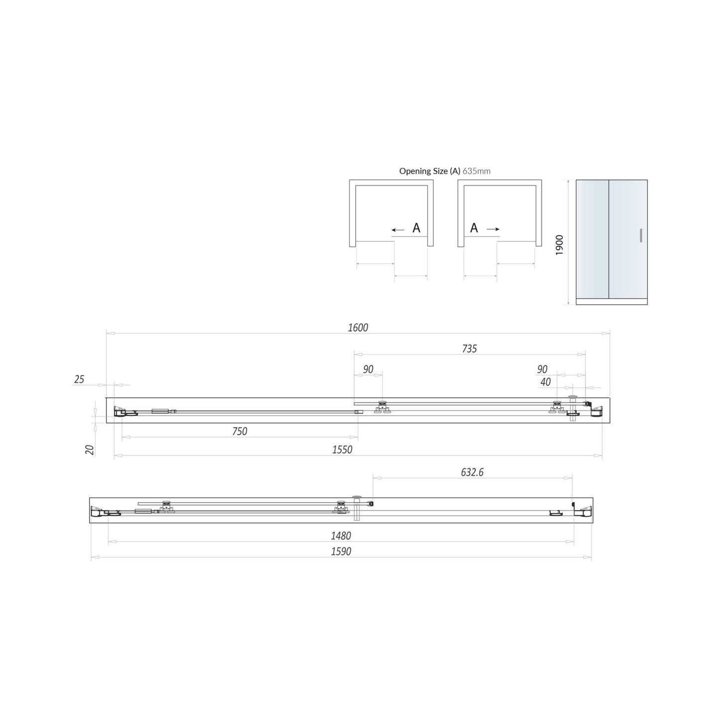 Scudo Luxury S8 Sliding Door (Combine with Side Panel to make Shower Enclosure) - 8mm Glass