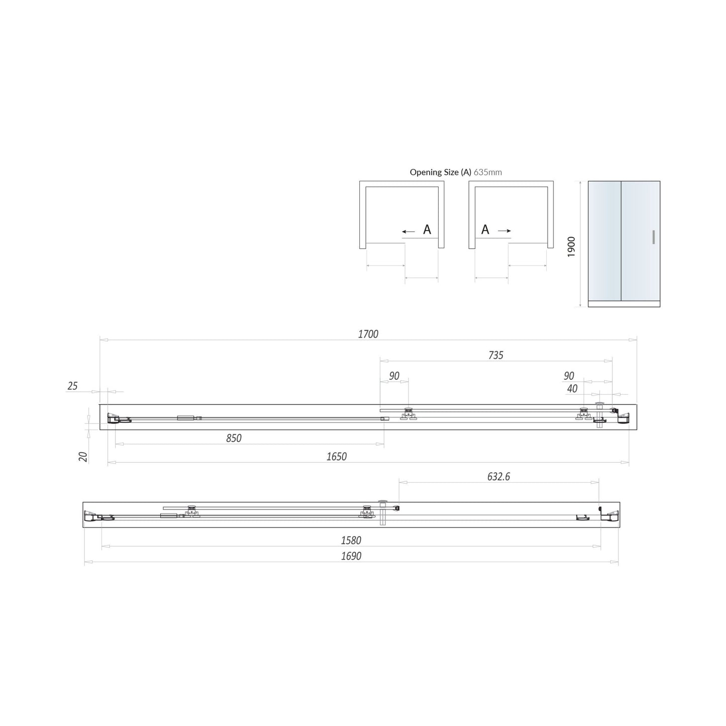 Scudo Luxury S8 Sliding Door (Combine with Side Panel to make Shower Enclosure) - 8mm Glass