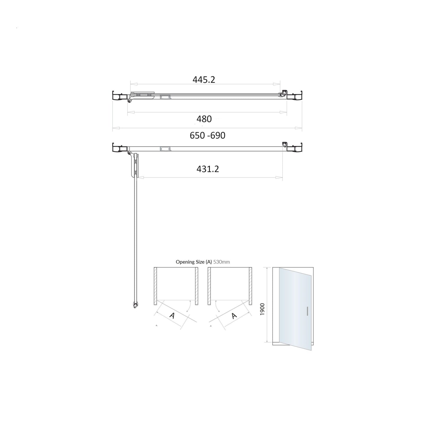 Scudo Luxury S8 Hinged Door (Combine with Side Panel to make Shower Enclosure) - 8mm Glass