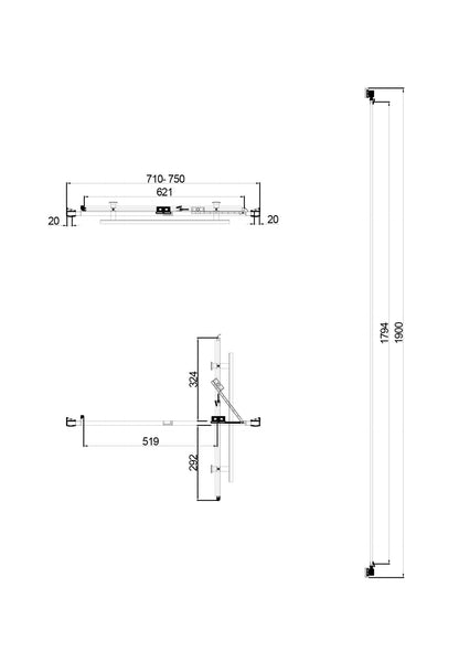 Scudo Luxury S8 Infold Door (Combine with Side Panel to make Shower Enclosure) - 8mm Glass