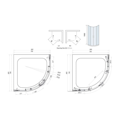 Scudo Luxury Chrome S8 Double Door Equal Quadrant Shower Enclosures - 8mm Glass