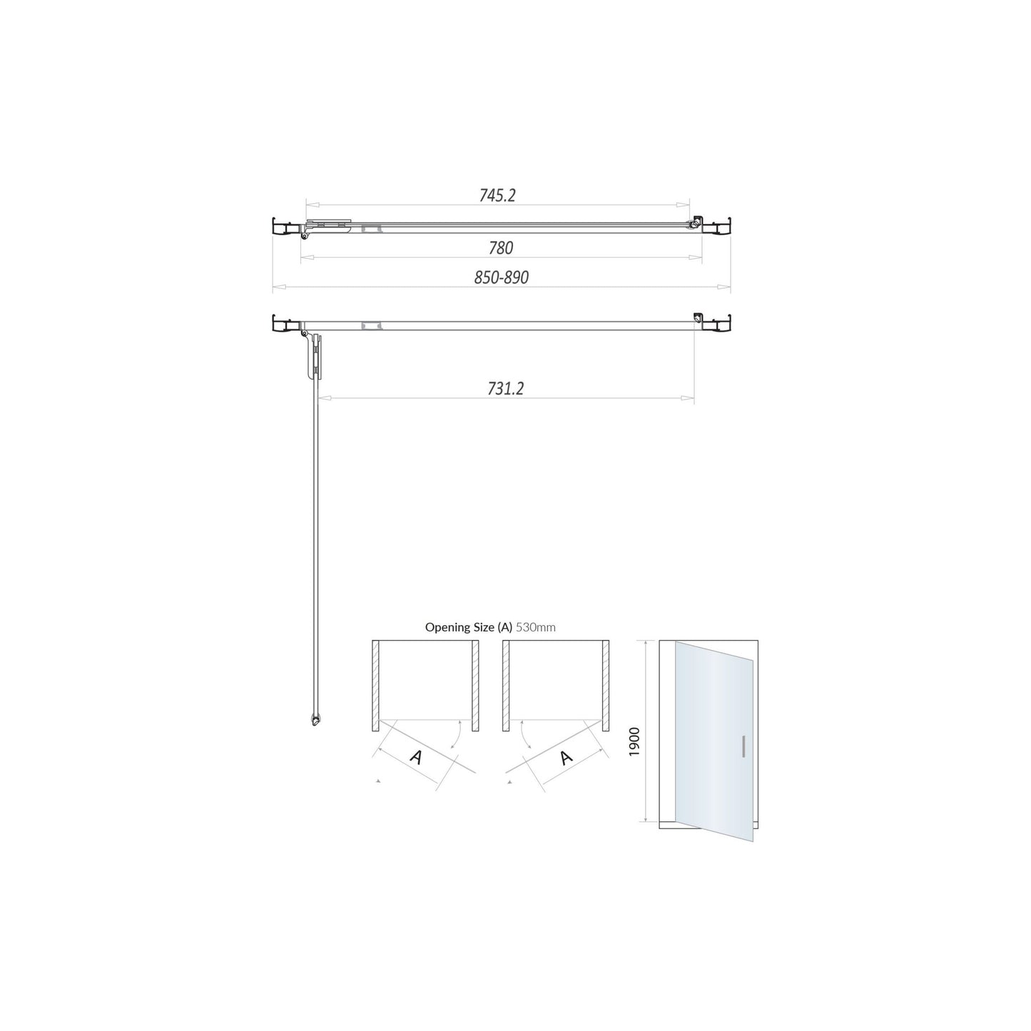 Scudo Luxury S8 Hinged Door (Combine with Side Panel to make Shower Enclosure) - 8mm Glass