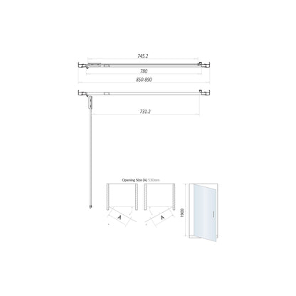 Scudo Luxury S8 Hinged Door (Combine with Side Panel to make Shower Enclosure) - 8mm Glass