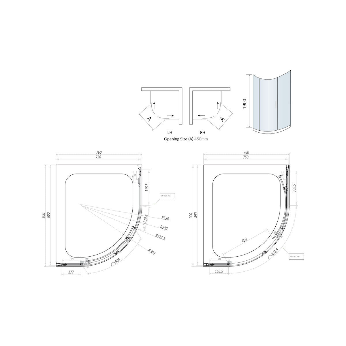 Scudo Luxury Chrome S8 Single Door Offset Quadrant Shower Enclosures - 8mm Glass