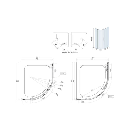 Scudo Luxury Chrome S8 Single Door Offset Quadrant Shower Enclosures - 8mm Glass