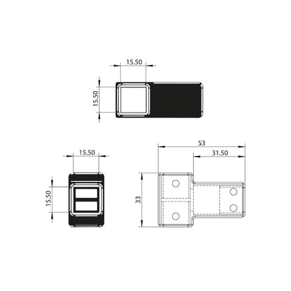 Scudo S8 - Wetroom "T" Piece - For Grid system - Black